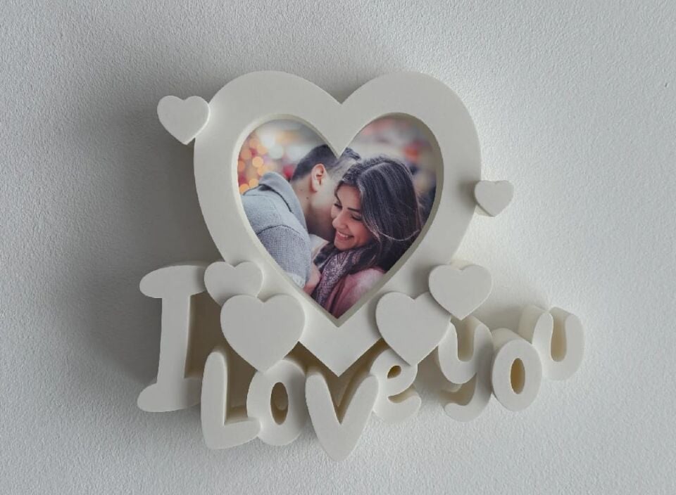 Sihirbox 3D Kalp Desenli Dekoratif Resim Çerçevesi