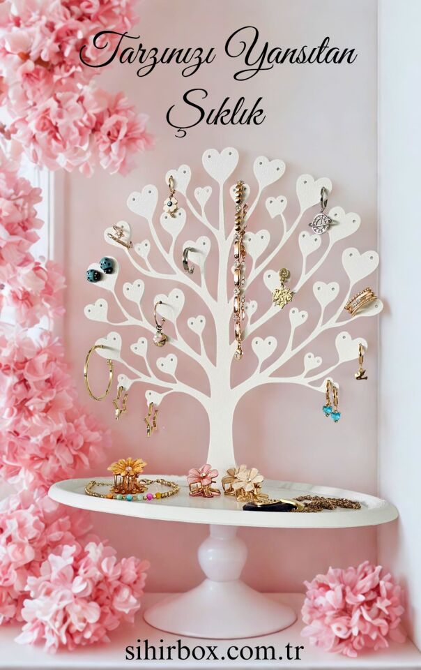Sihirbox 3D Kalp Yapraklı Takı Standı